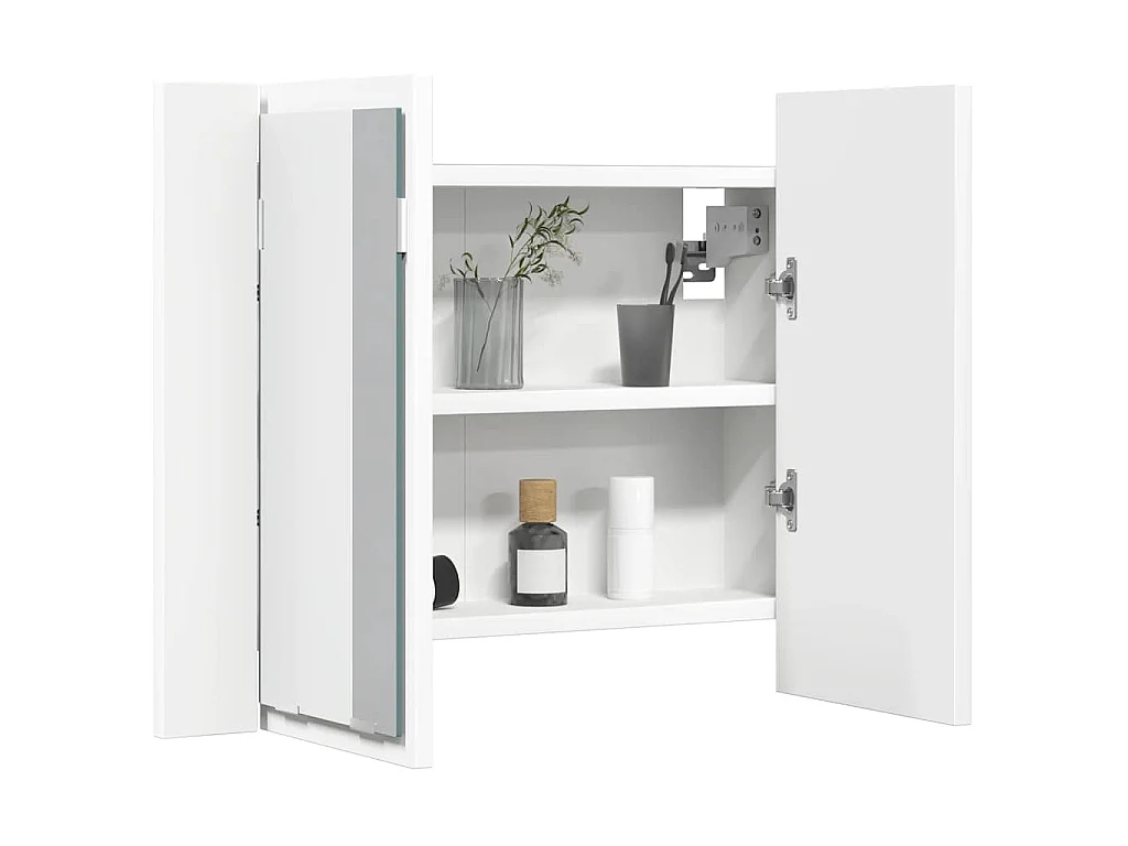 Badkamerkast met spiegel en LED 60x12x45 cm acryl wit