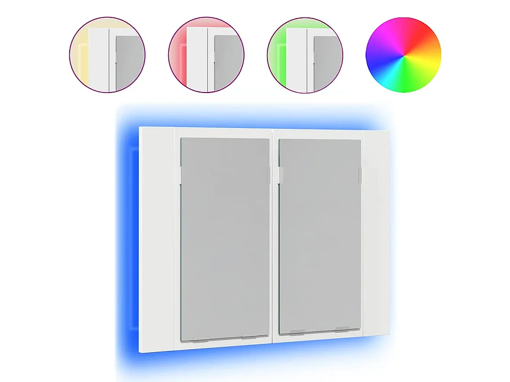 Armoire salle de bain à miroir LED Blanc 60x12x45 cm Acrylique