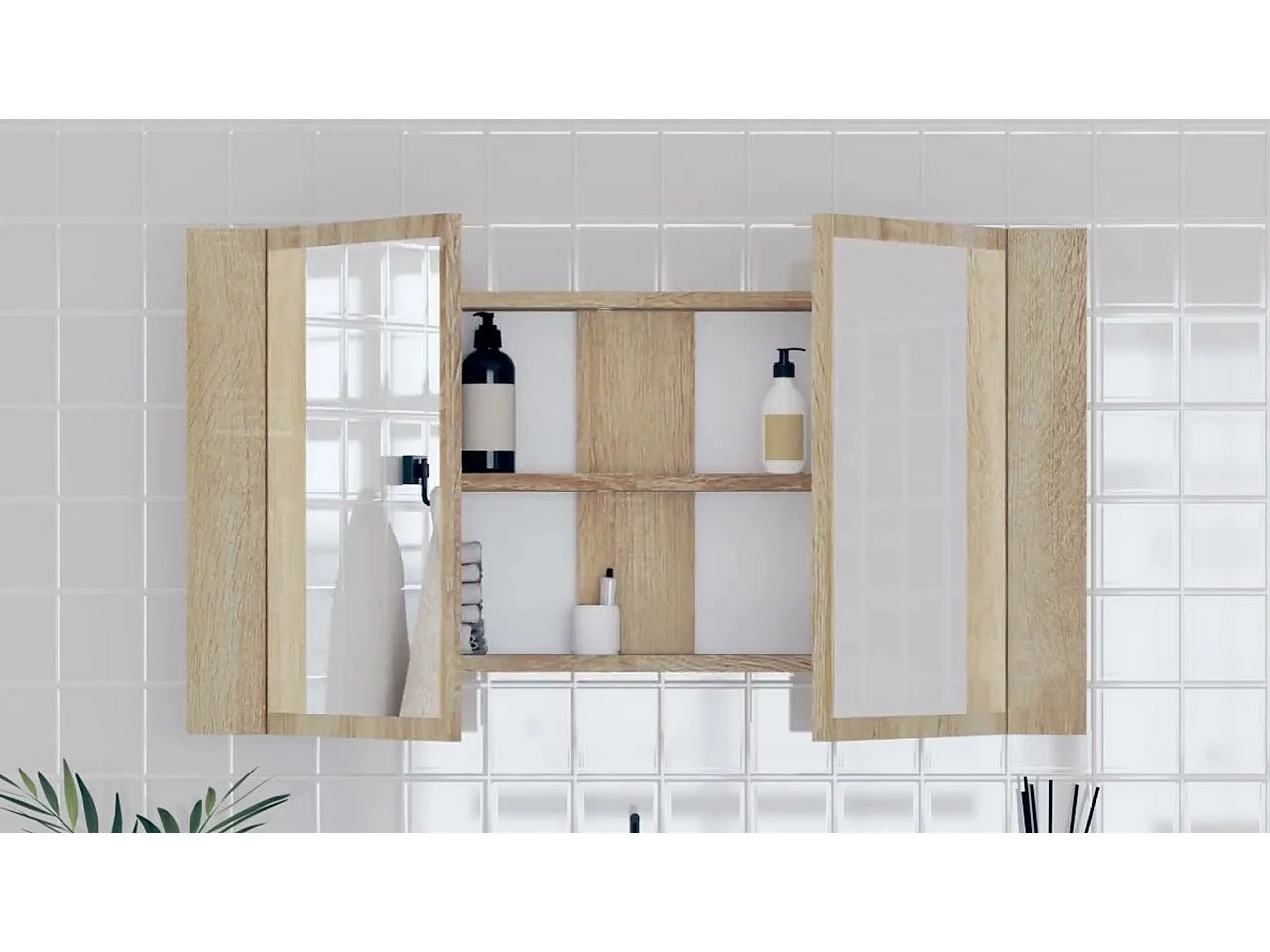 Armoire à miroir à LED de bain Chêne sonoma 80x12x45 Acrylique