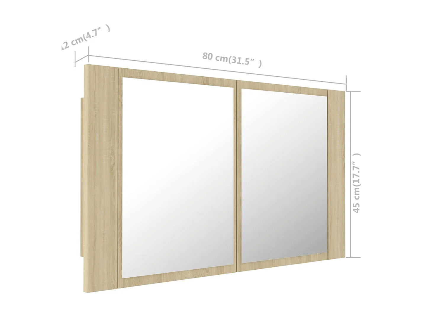 Armoire à miroir à LED de bain Chêne sonoma 80x12x45 Acrylique