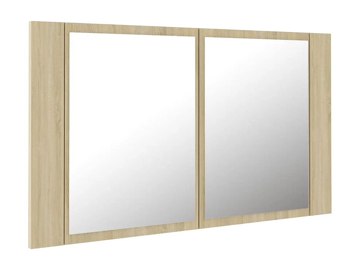 Badkamerkast met spiegel LED 80x12x45 acryl sonoma eikenkleurig