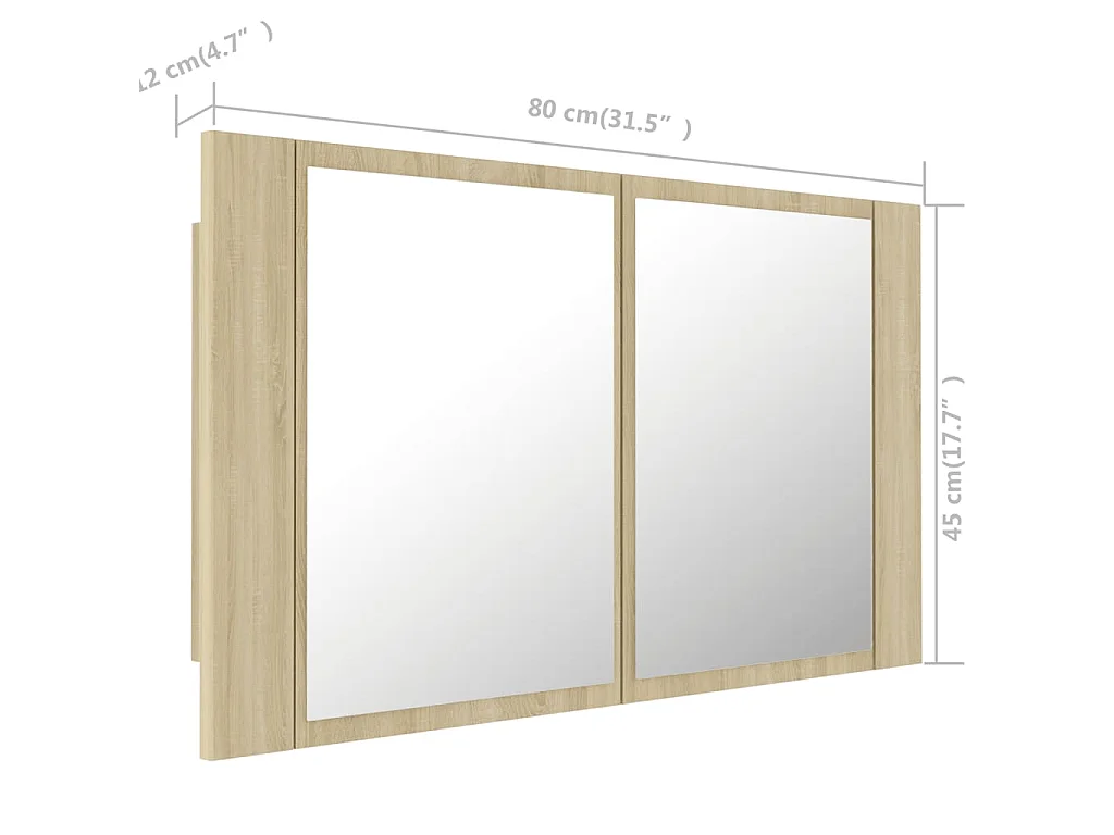 Armadietto a Specchio con Luci LED Rovere Sonoma in Acrilico