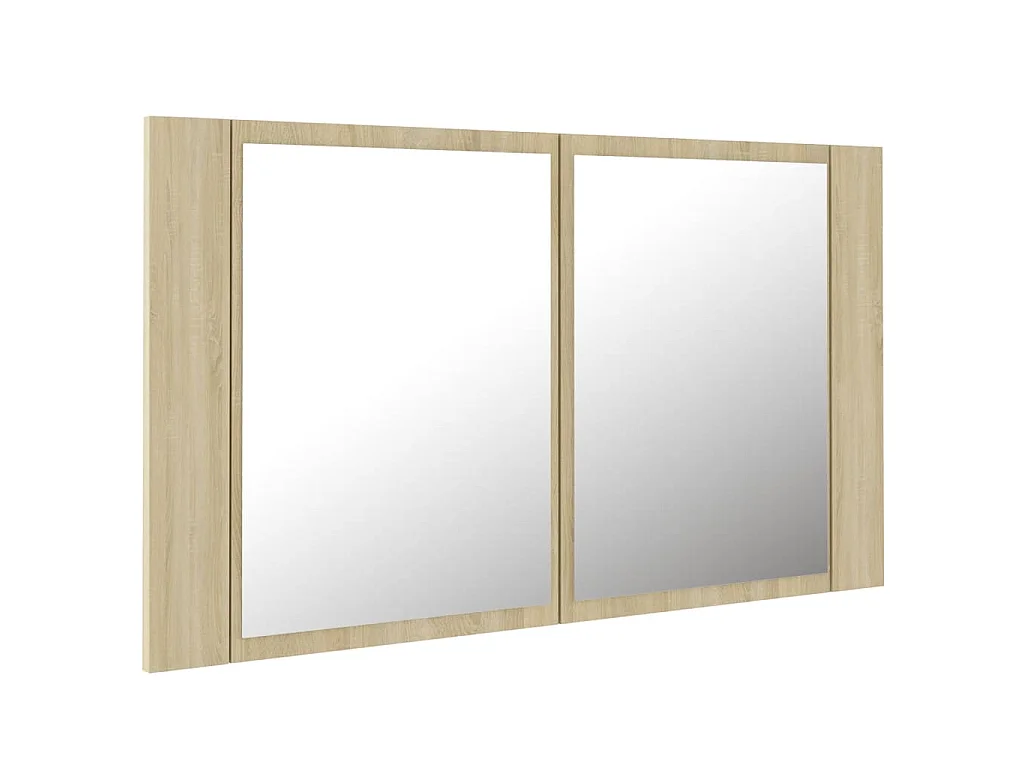 Armadietto a Specchio con Luci LED Rovere Sonoma in Acrilico