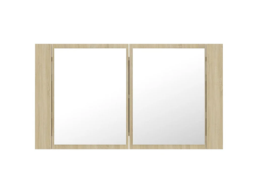 Armadietto a Specchio con Luci LED Rovere Sonoma in Acrilico