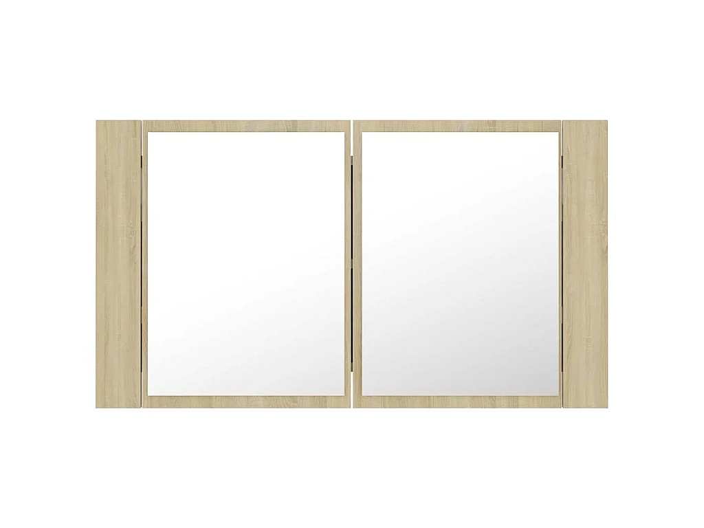 Armadietto a Specchio con Luci LED Rovere Sonoma in Acrilico