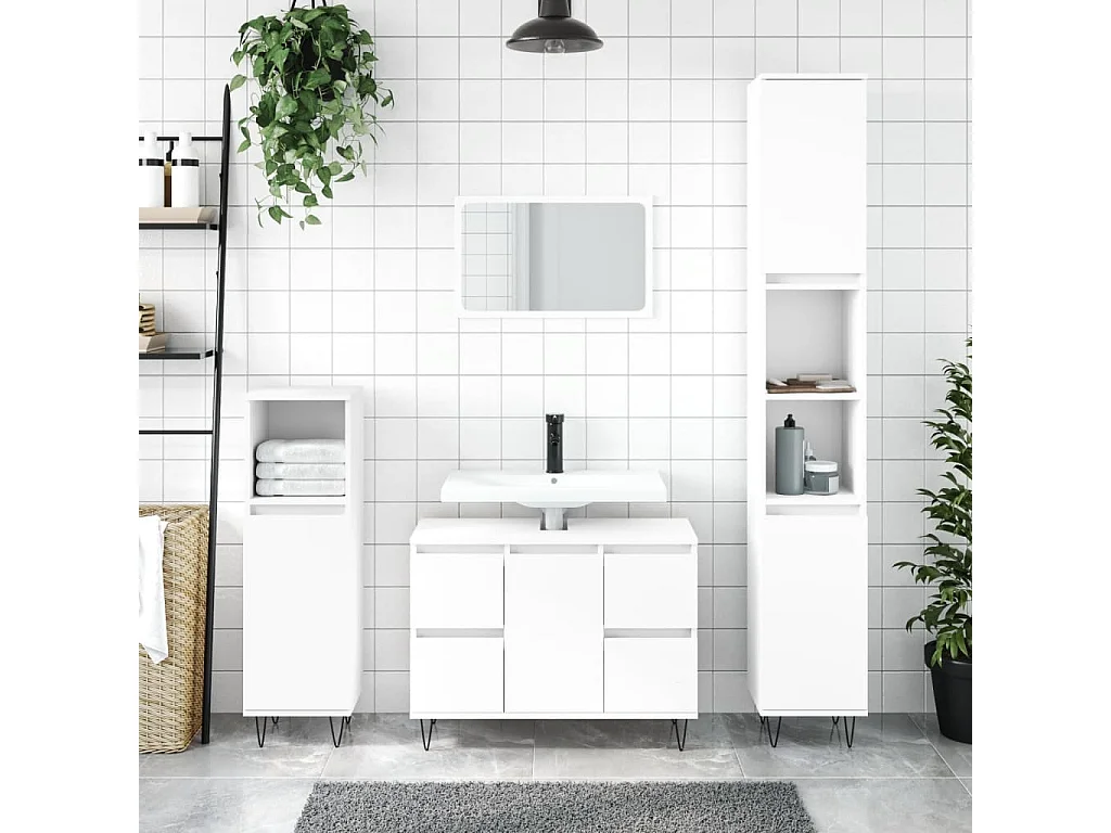 Badschrank Weiß 80x33x60 cm Holzwerkstoff