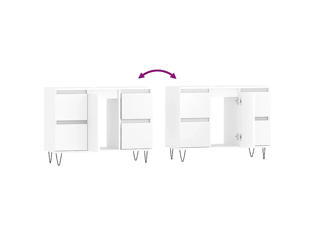 Mueble de baño madera de ingeniería blanco 80x33x60 cm