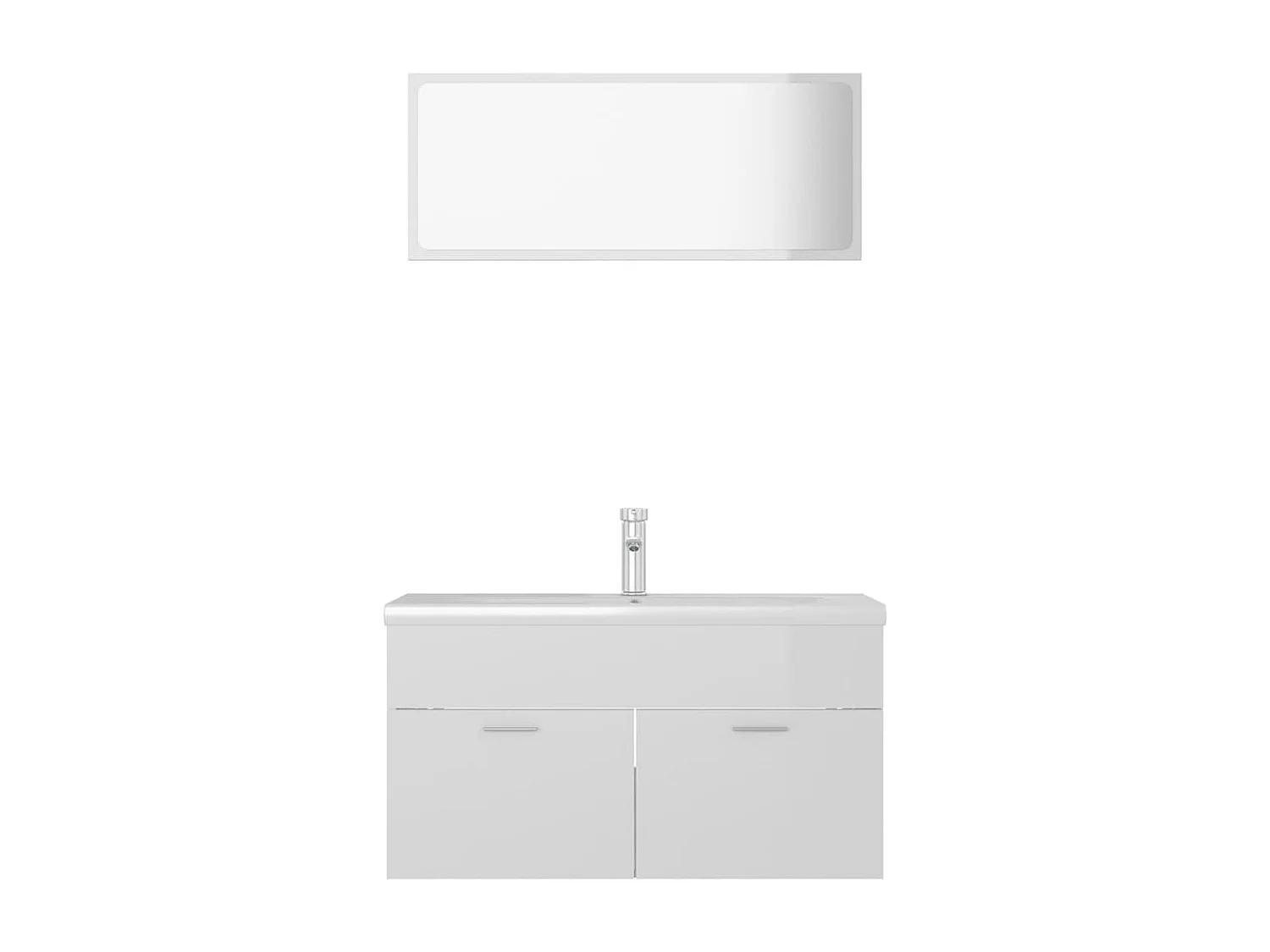 Conj. de móveis de casa de banho contraplacado branco brilhante