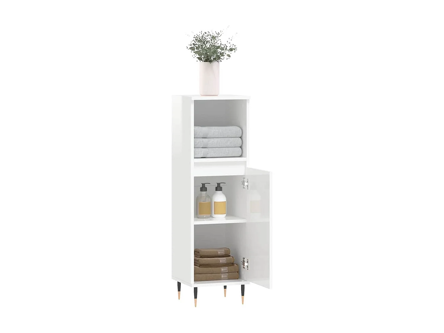 Armoire de salle de bain blanc brillant 30x30x100 cm