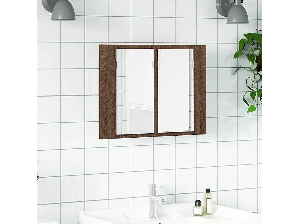 Armoire à miroir LED Chêne marron 60x12x45 cm Bois d'ingénierie