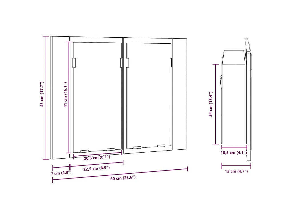 Armoire à miroir LED Chêne marron 60x12x45 cm Bois d'ingénierie