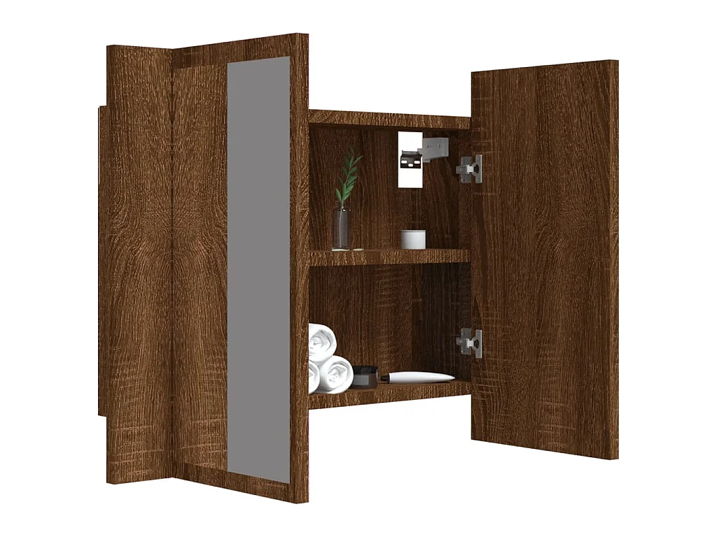 Armoire à miroir LED Chêne marron 60x12x45 cm Bois d'ingénierie