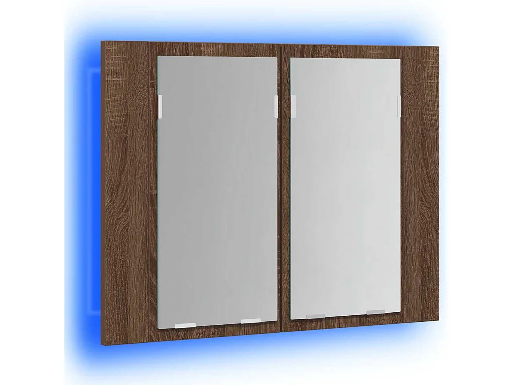 LED-Spiegelschrank Braun Eichen-Optik 60x12x45 cm Holzwerkstoff