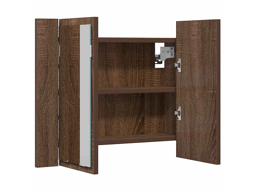 LED-Spiegelschrank Braun Eichen-Optik 60x12x45 cm Holzwerkstoff