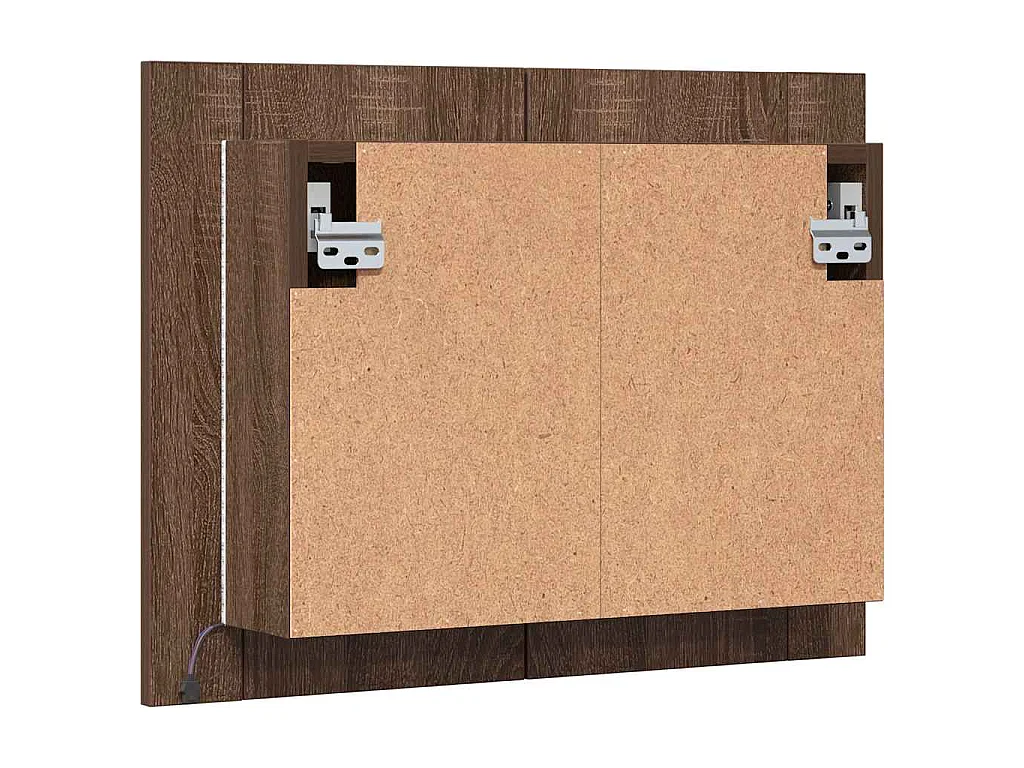 LED-Spiegelschrank Braun Eichen-Optik 60x12x45 cm Holzwerkstoff