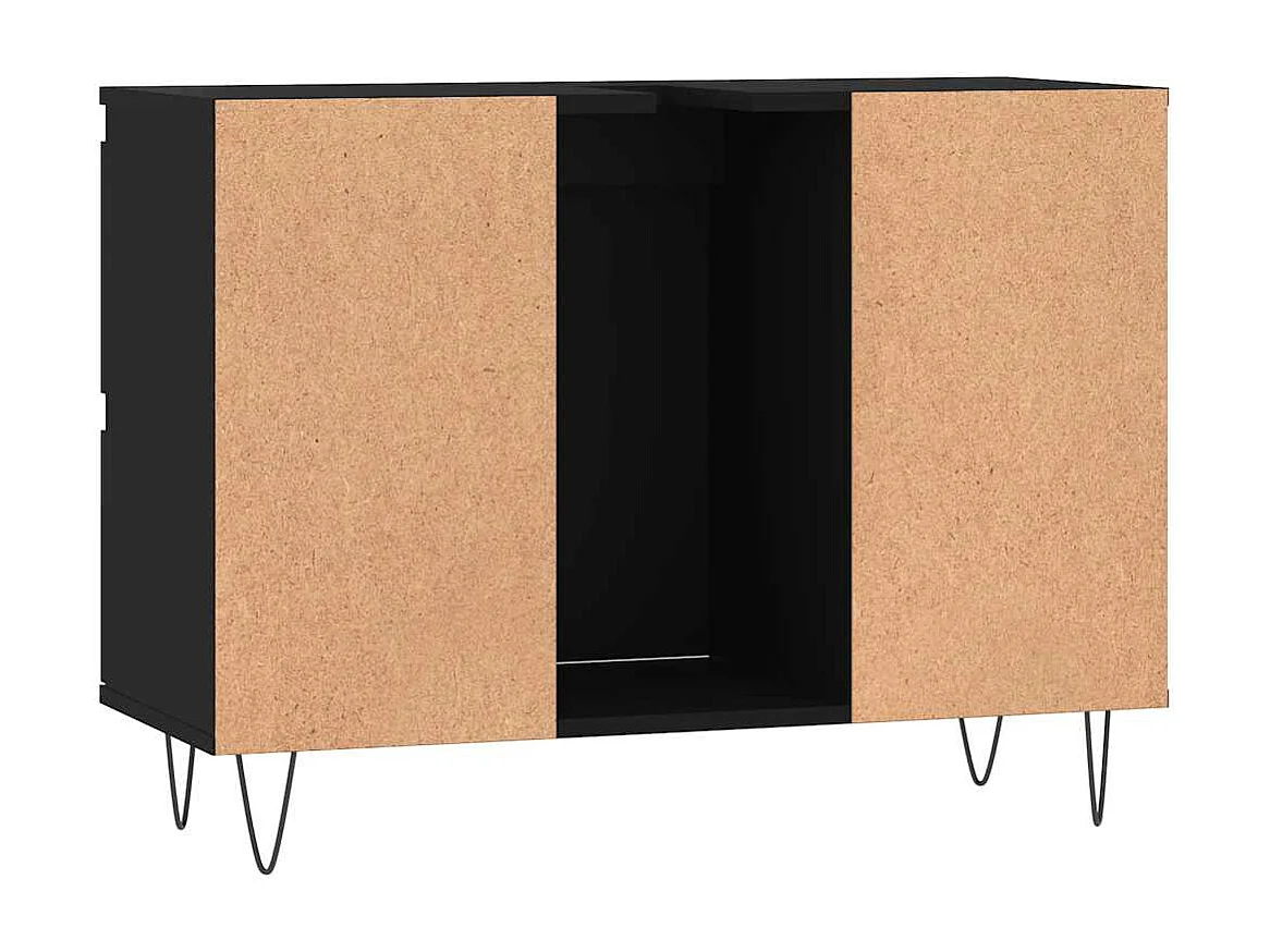 Armoire de salle de bain noir 80x33x60 cm bois d'ingénierie