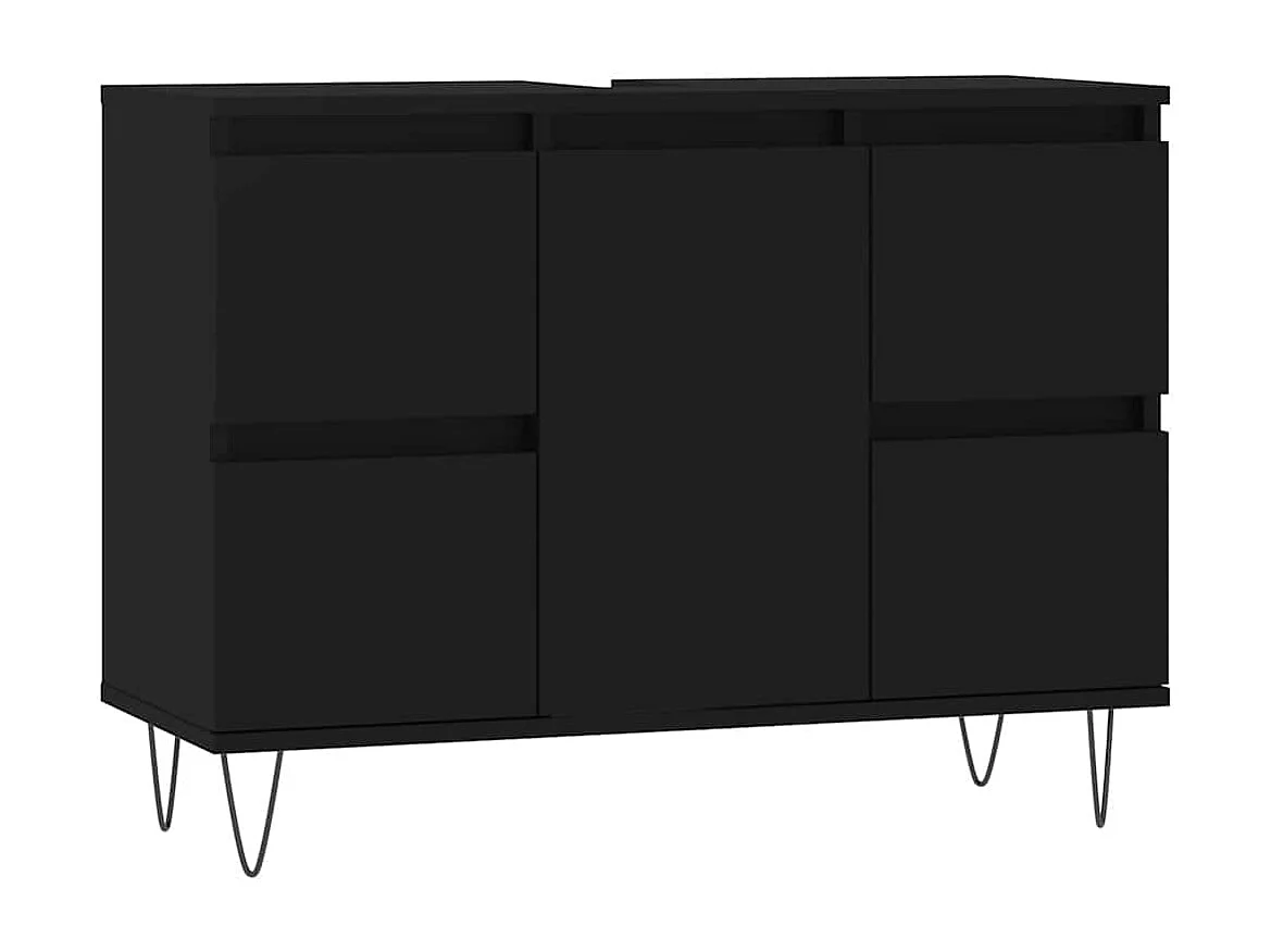 Armoire de salle de bain noir 80x33x60 cm bois d'ingénierie