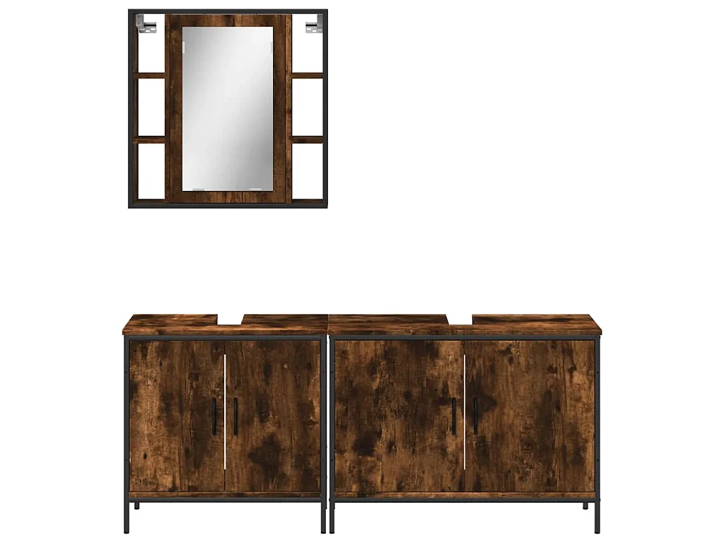 Ensemble d'armoires de salle de bain 3 pcs chêne fumé