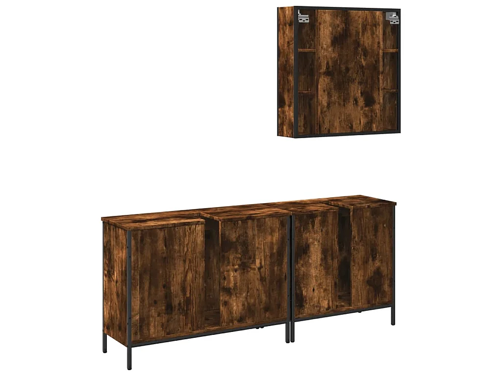 Ensemble d'armoires de salle de bain 3 pcs chêne fumé