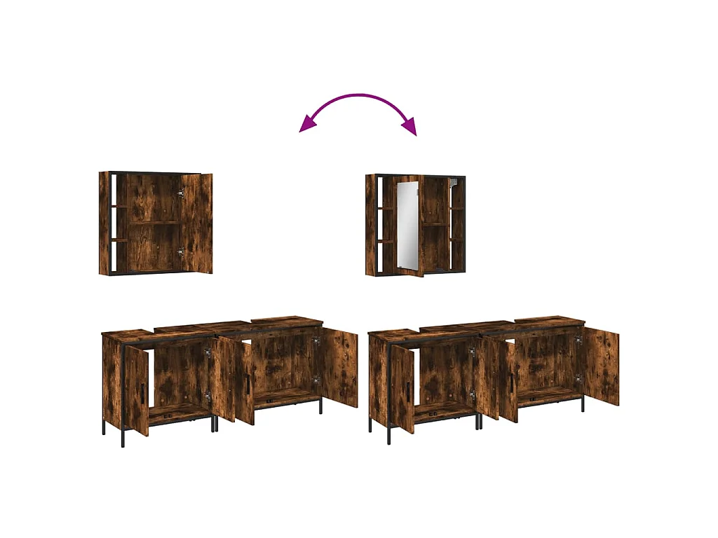 Ensemble d'armoires de salle de bain 3 pcs chêne fumé