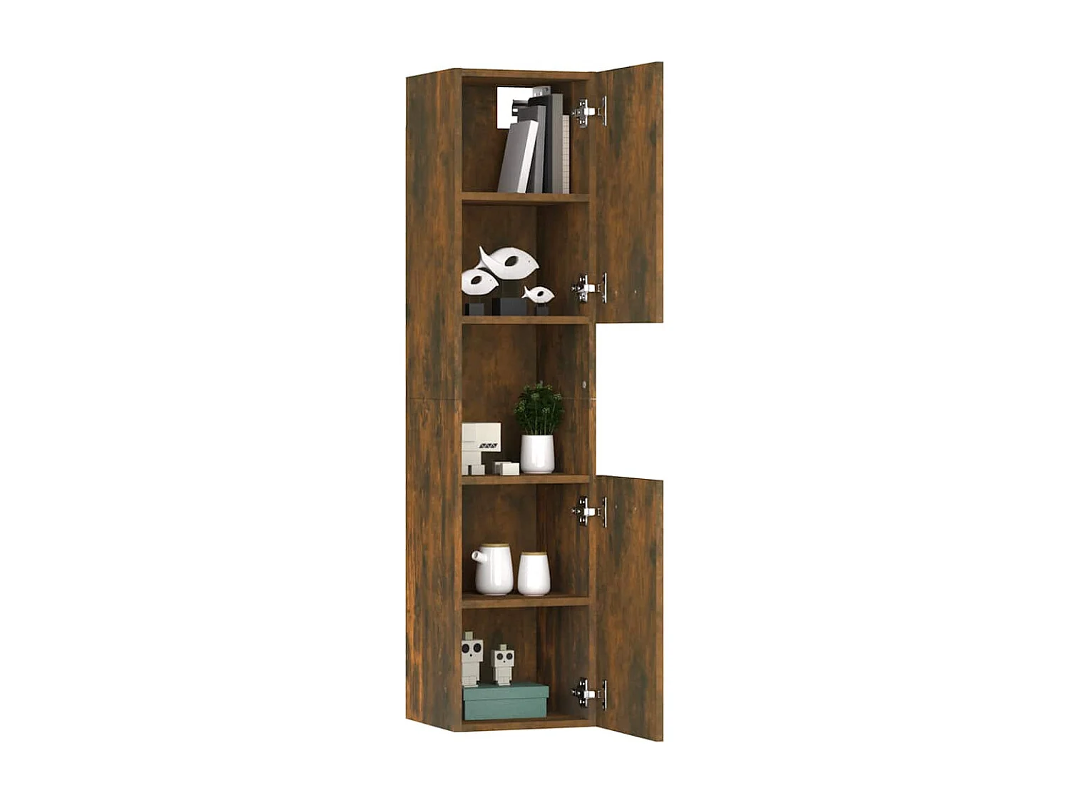 Armadietto Bagno Rovere Fumo 30x30x130 cm in Legno Multistrato
