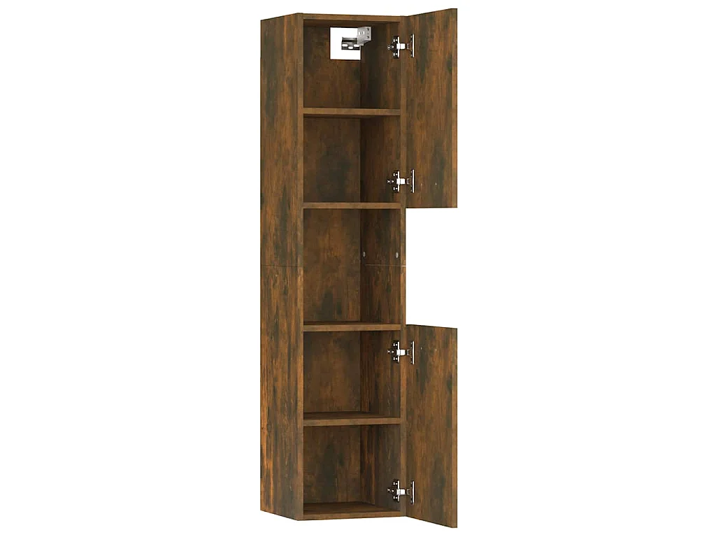 Armadietto Bagno Rovere Fumo 30x30x130 cm in Legno Multistrato