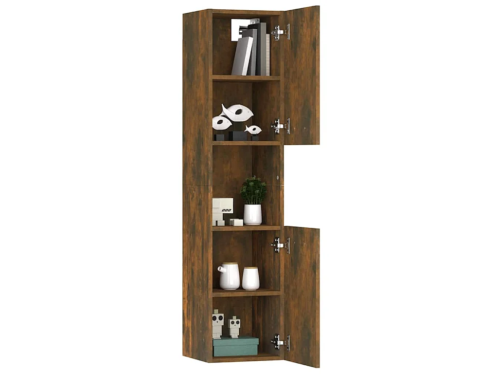 Armadietto Bagno Rovere Fumo 30x30x130 cm in Legno Multistrato