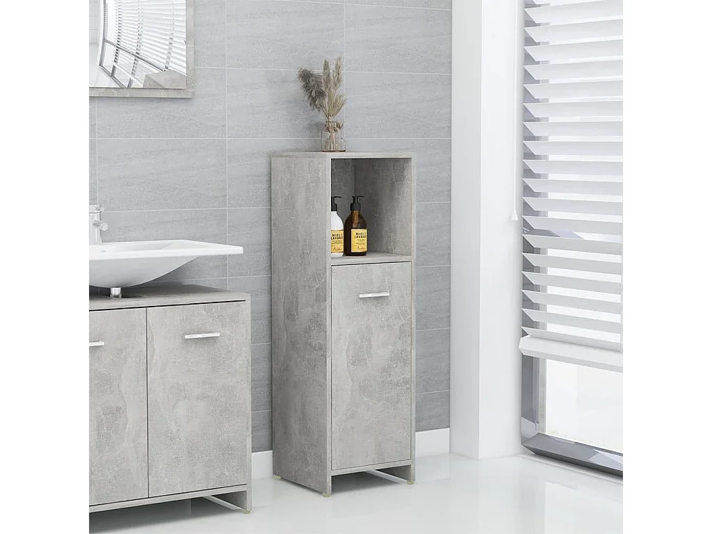 Mobile da Bagno Grigio Cemento 30x30x95 cm in Legno Multistrato