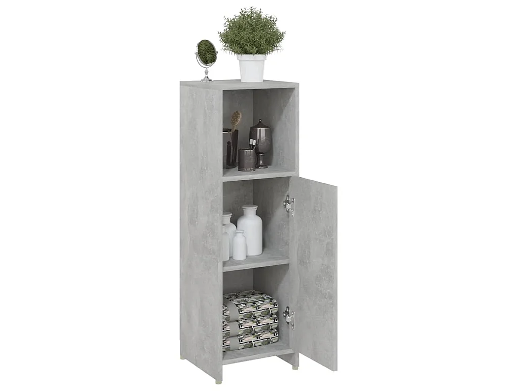 Mobile da Bagno Grigio Cemento 30x30x95 cm in Legno Multistrato