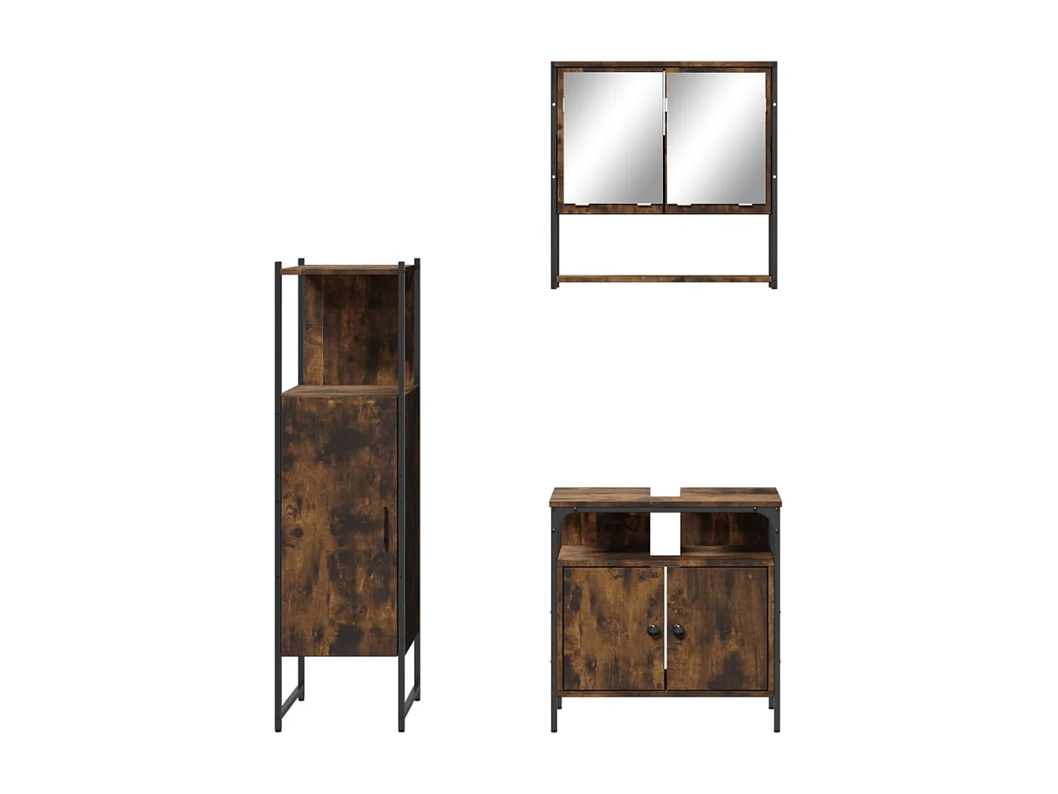 Set de muebles baño 3 pzas madera contrachapada roble ahumado