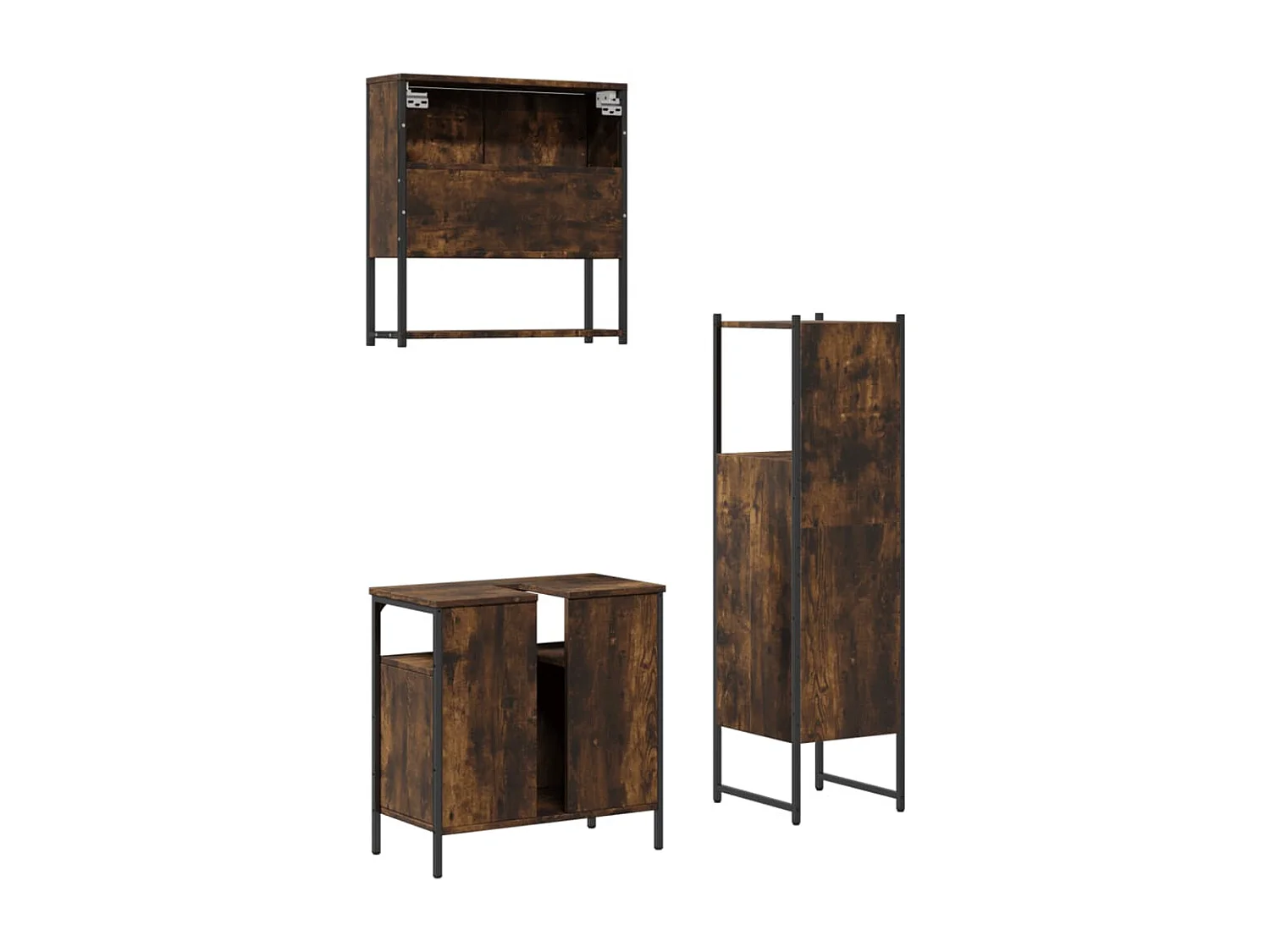 Set de muebles baño 3 pzas madera contrachapada roble ahumado