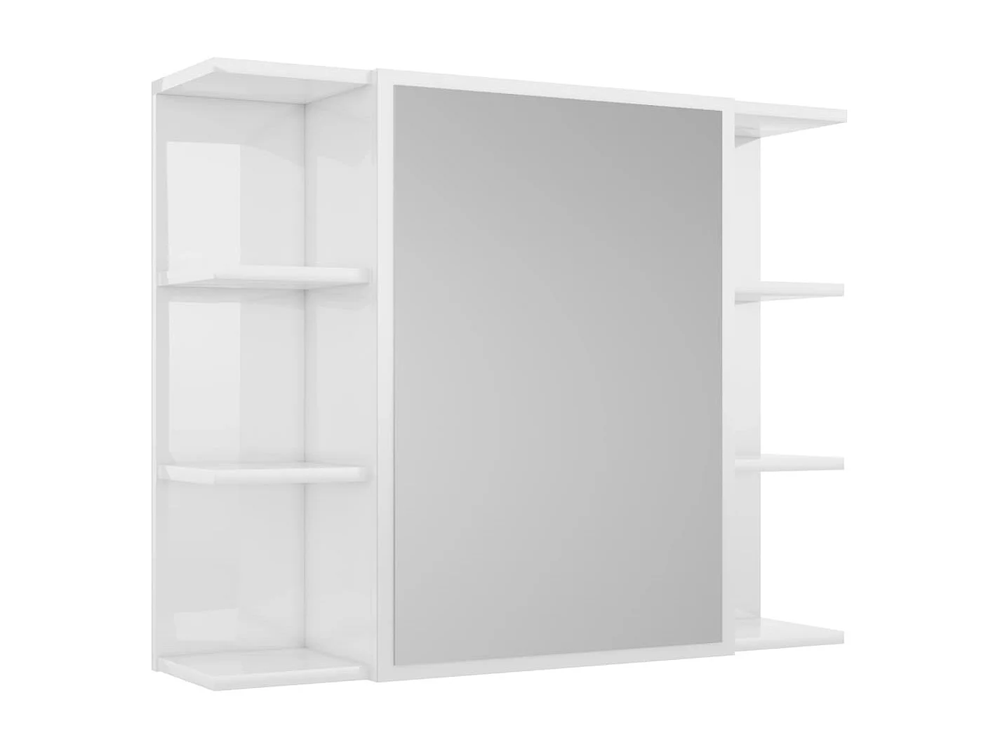 Mobile da Bagno Specchio Bianco Lucido 80x20,5x64cm Multistrato
