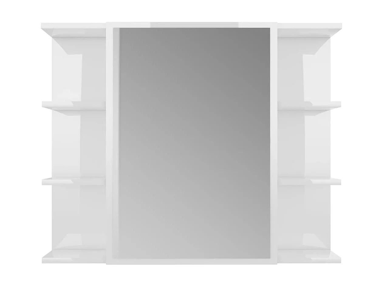 Mobile da Bagno Specchio Bianco Lucido 80x20,5x64cm Multistrato
