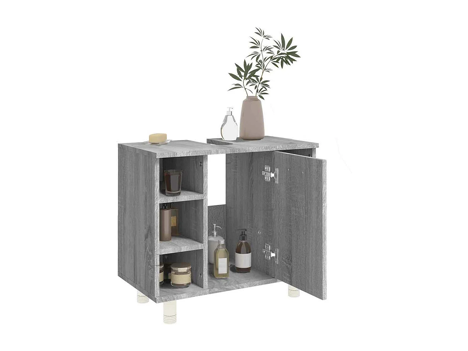 Badkamerkast 60x32x53,5 cm bewerkt hout grijs sonoma eikenkleur