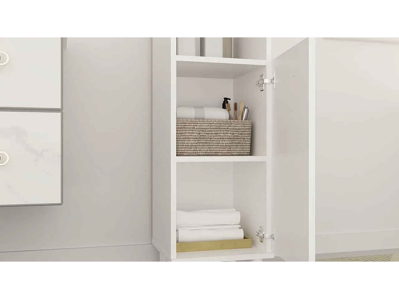 Badezimmerschrank Weiß 30x30x179 cm Holzwerkstoff