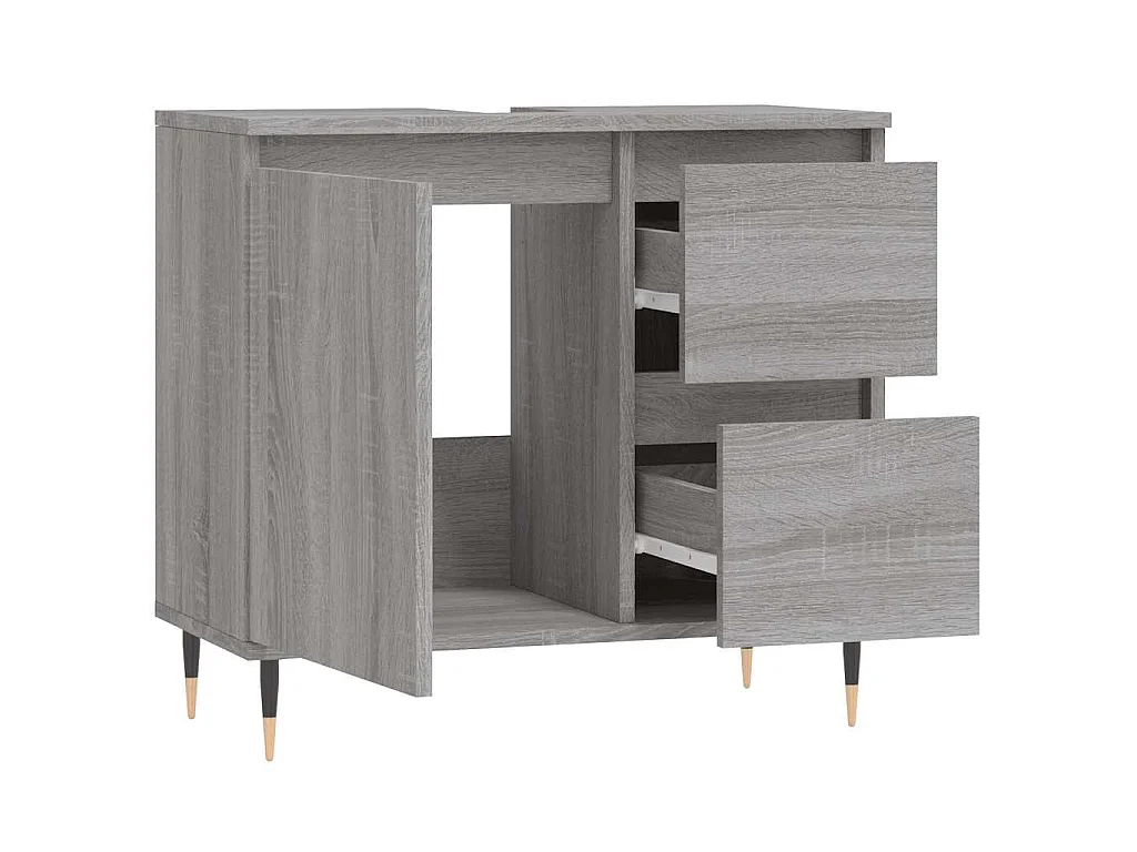 Armadietto Bagno Grigio Sonoma 65x33x60 cm in Legno Multistrato