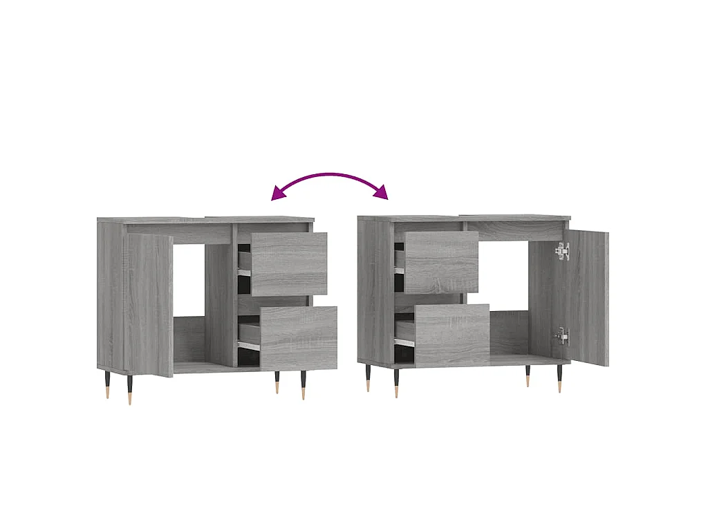 Armadietto Bagno Grigio Sonoma 65x33x60 cm in Legno Multistrato
