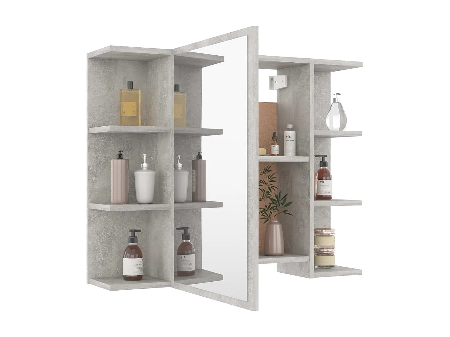 Armário casa banho c/ espelho 80x20,5x64cm cinzento cimento