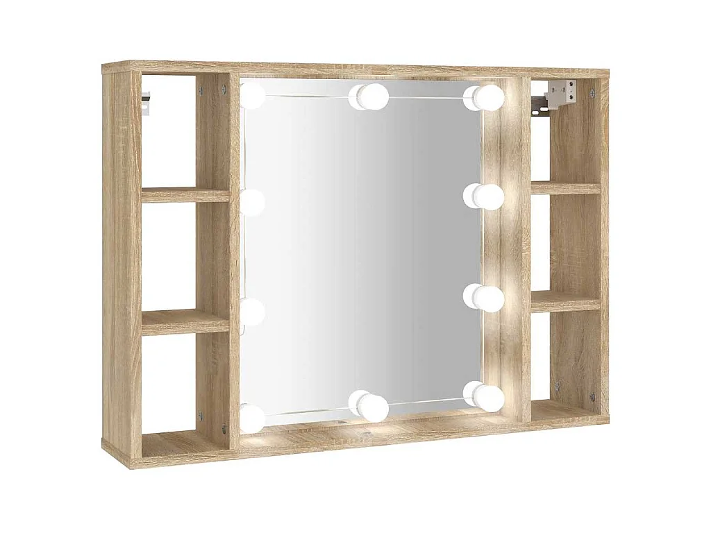 Mobile a Specchio con LED Rovere Sonoma 76x15x55 cm