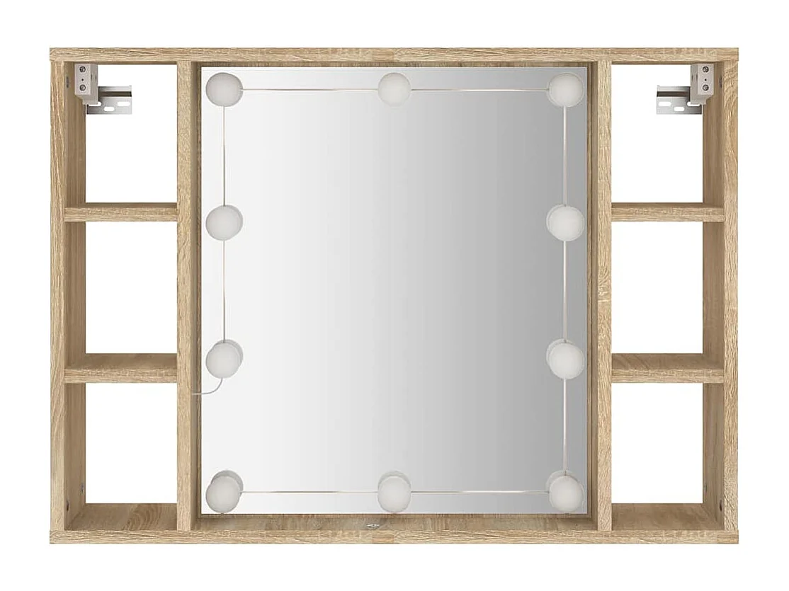 Mobile a Specchio con LED Rovere Sonoma 76x15x55 cm