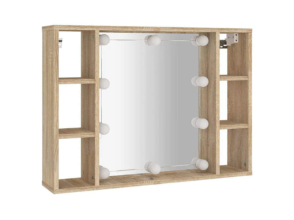 Armário espelhado com LED 76x15x55 cm carvalho sonoma