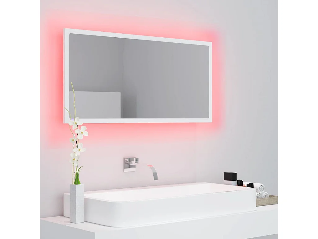 Specchio da Bagno con LED Bianco 90x8,5x37 cm in Acrilico