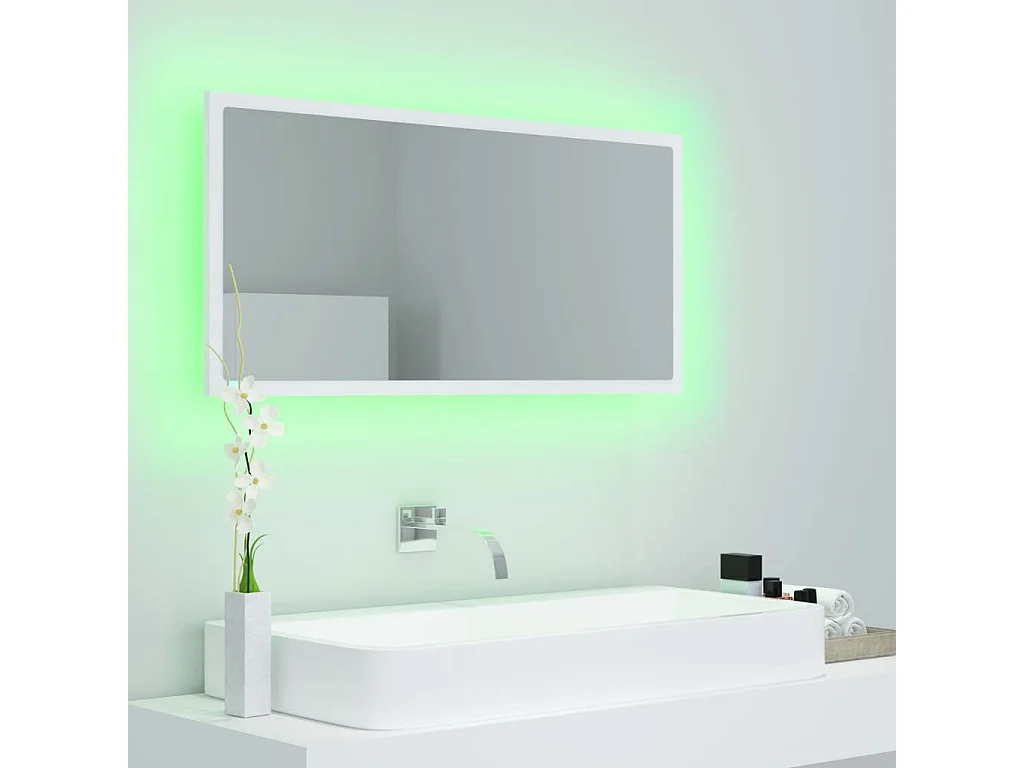 Specchio da Bagno con LED Bianco 90x8,5x37 cm in Acrilico