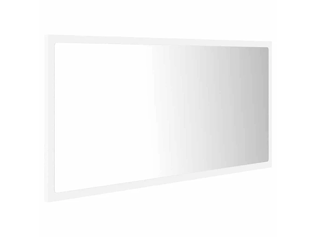 Espejo de baño LED acrílico blanco 90x8,5x37 cm