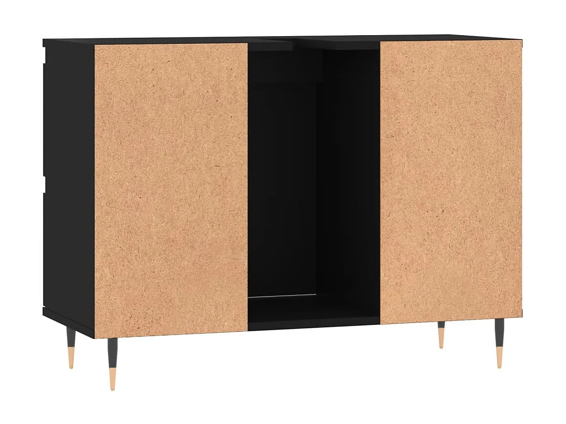 Badkamerkast 80x33x60 cm bewerkt hout zwart
