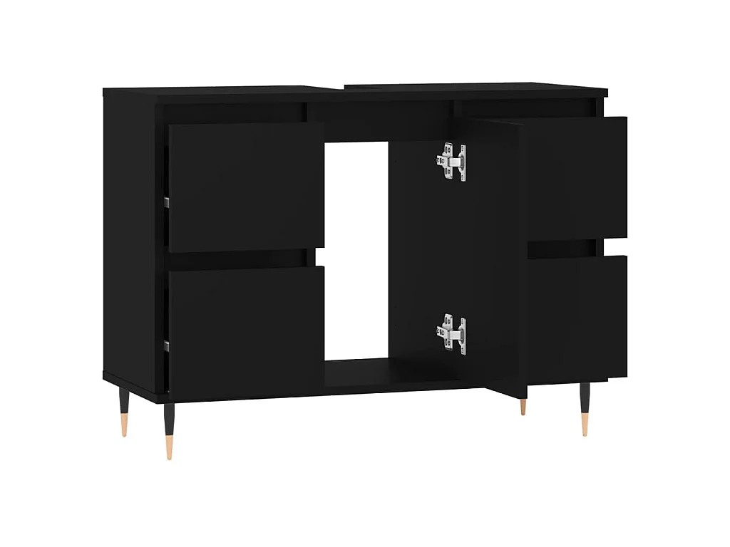 Badkamerkast 80x33x60 cm bewerkt hout zwart