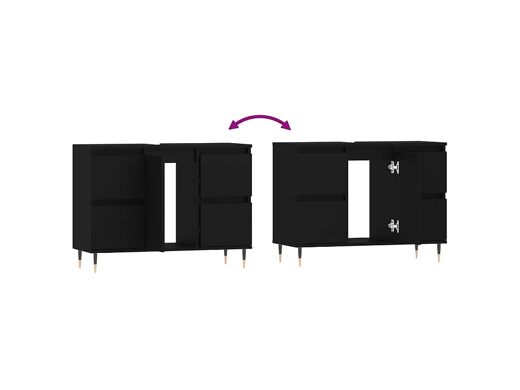 Badkamerkast 80x33x60 cm bewerkt hout zwart