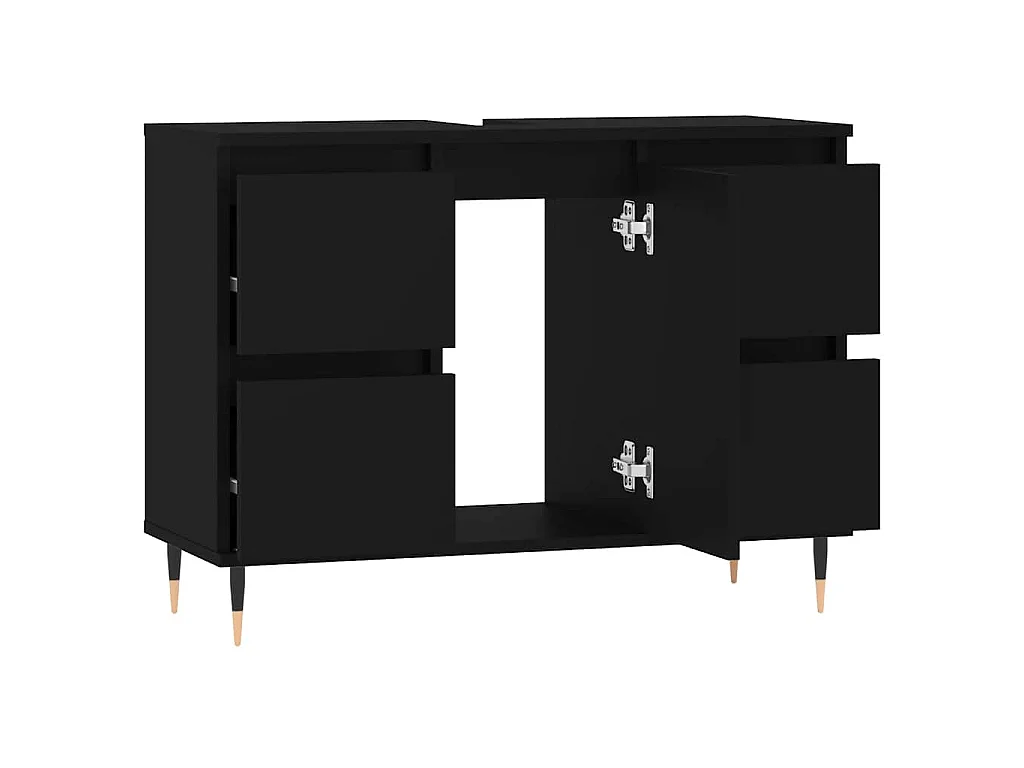 Badkamerkast 80x33x60 cm bewerkt hout zwart