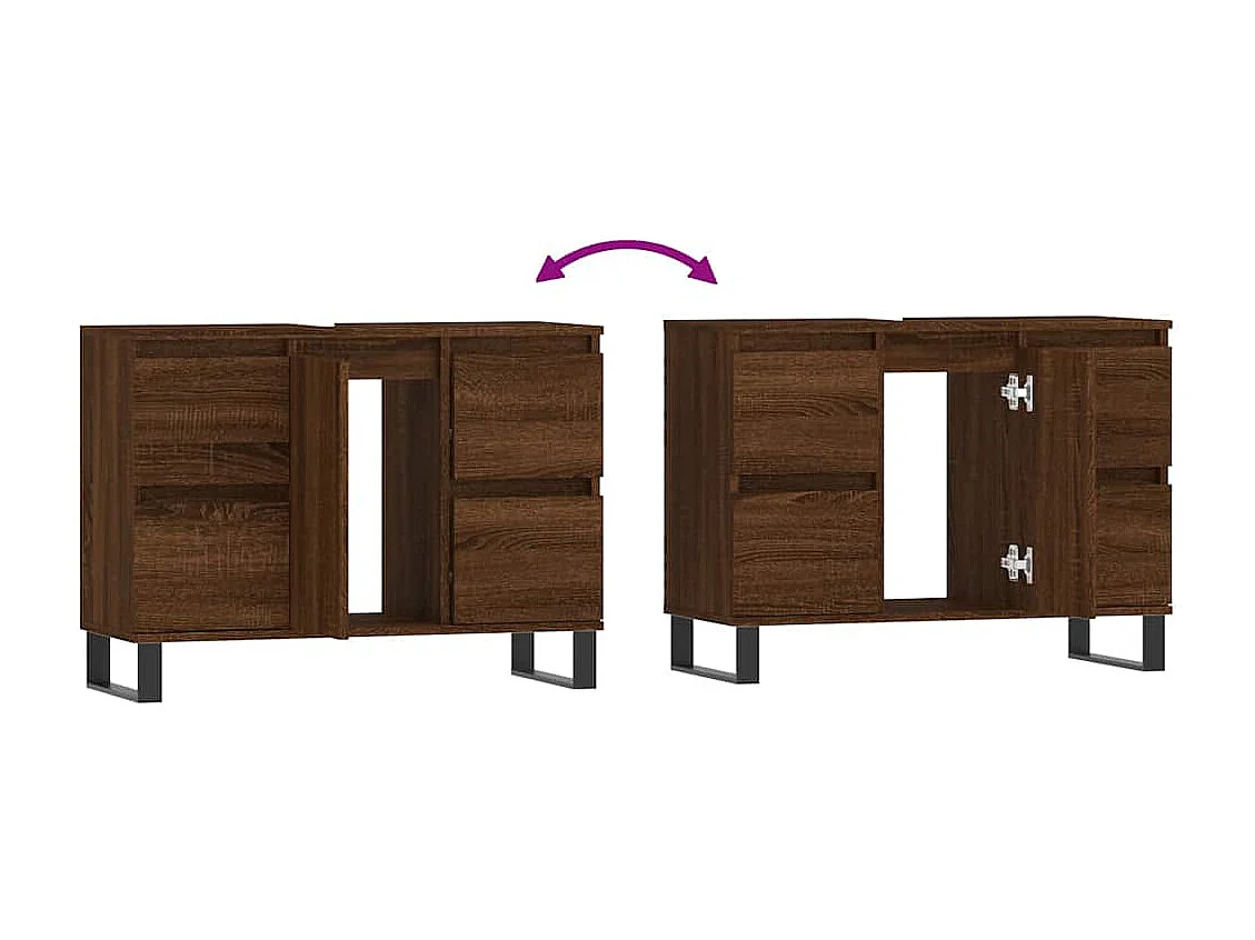 Armoire salle de bain chêne marron 80x33x60cm bois d'ingénierie