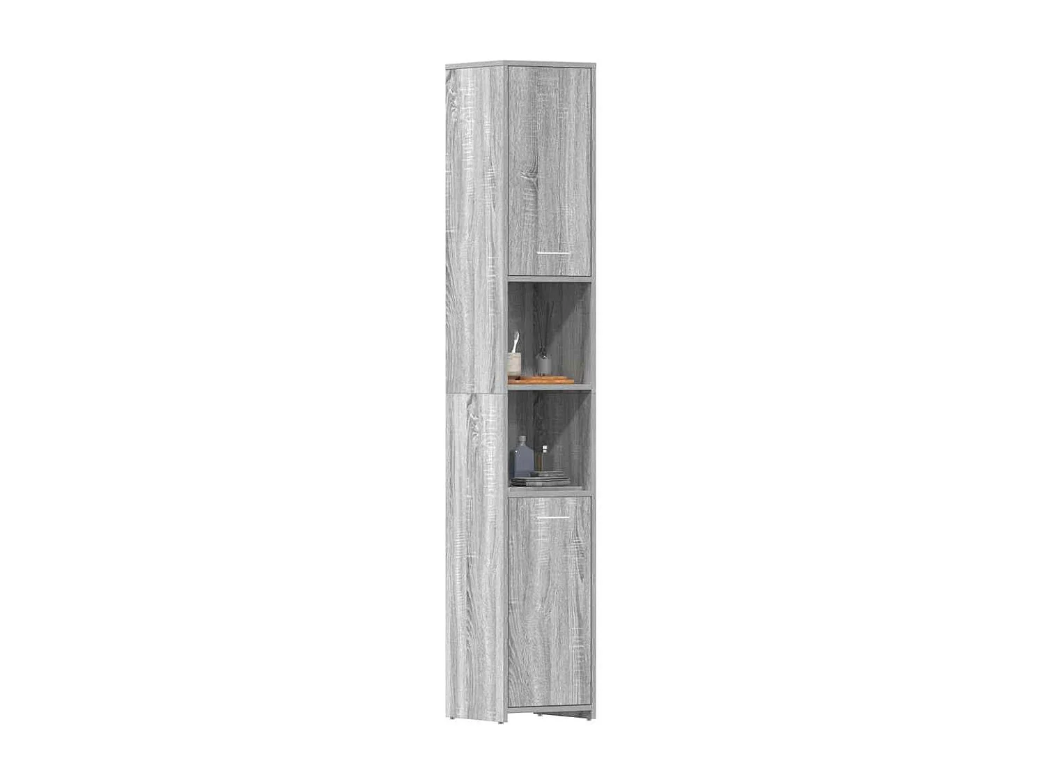 Badkamerkast 30x30x183,5 cm bewerkt hout grijs sonoma eiken